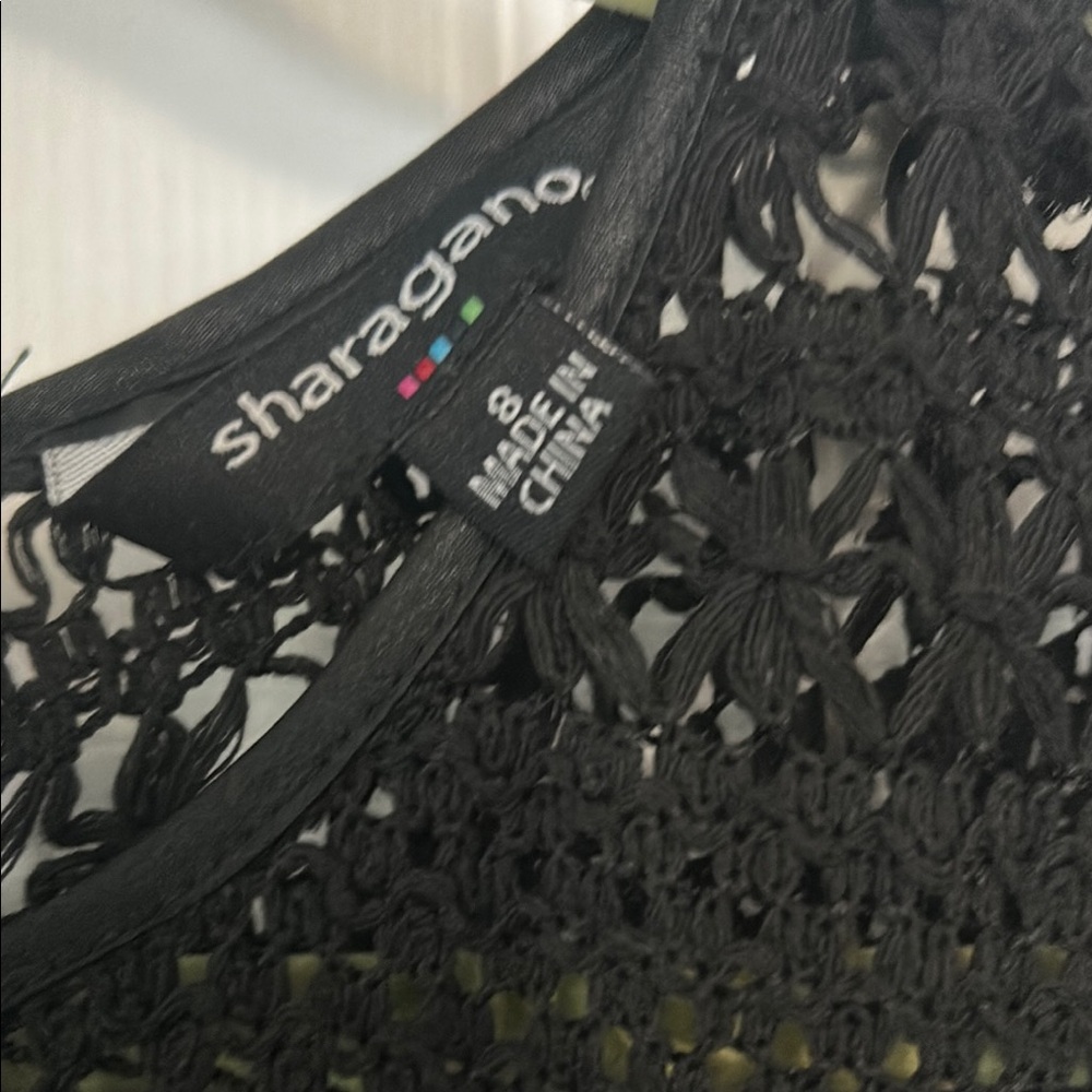 Sharagano Black Sleeveless Sheath Mini Dress